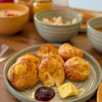 Panecillos artesanales con mantequilla y mermelada del desayuno buffet de Artesano en Ibarra, Ecuador